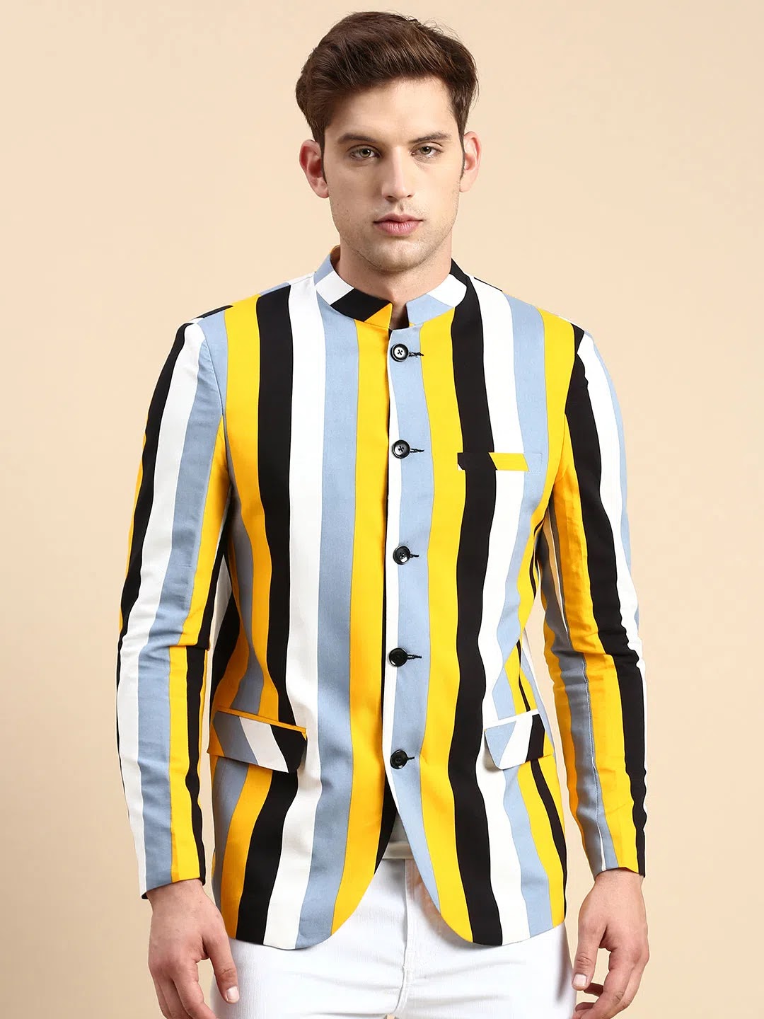 Men's Multi-Striped Party Blazer | Cotton Modi Jacket Style
