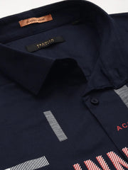 Men Navy Printed Casual Shirt-JAMESTWILL-4731-Navyblue