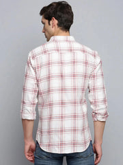 Men Beige Checked Casual Shirt-MARFACHECKS-4432-Beige