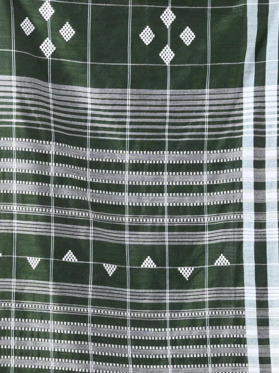 Moss Green Cotton Check Saree | Indian Wedding Sarees