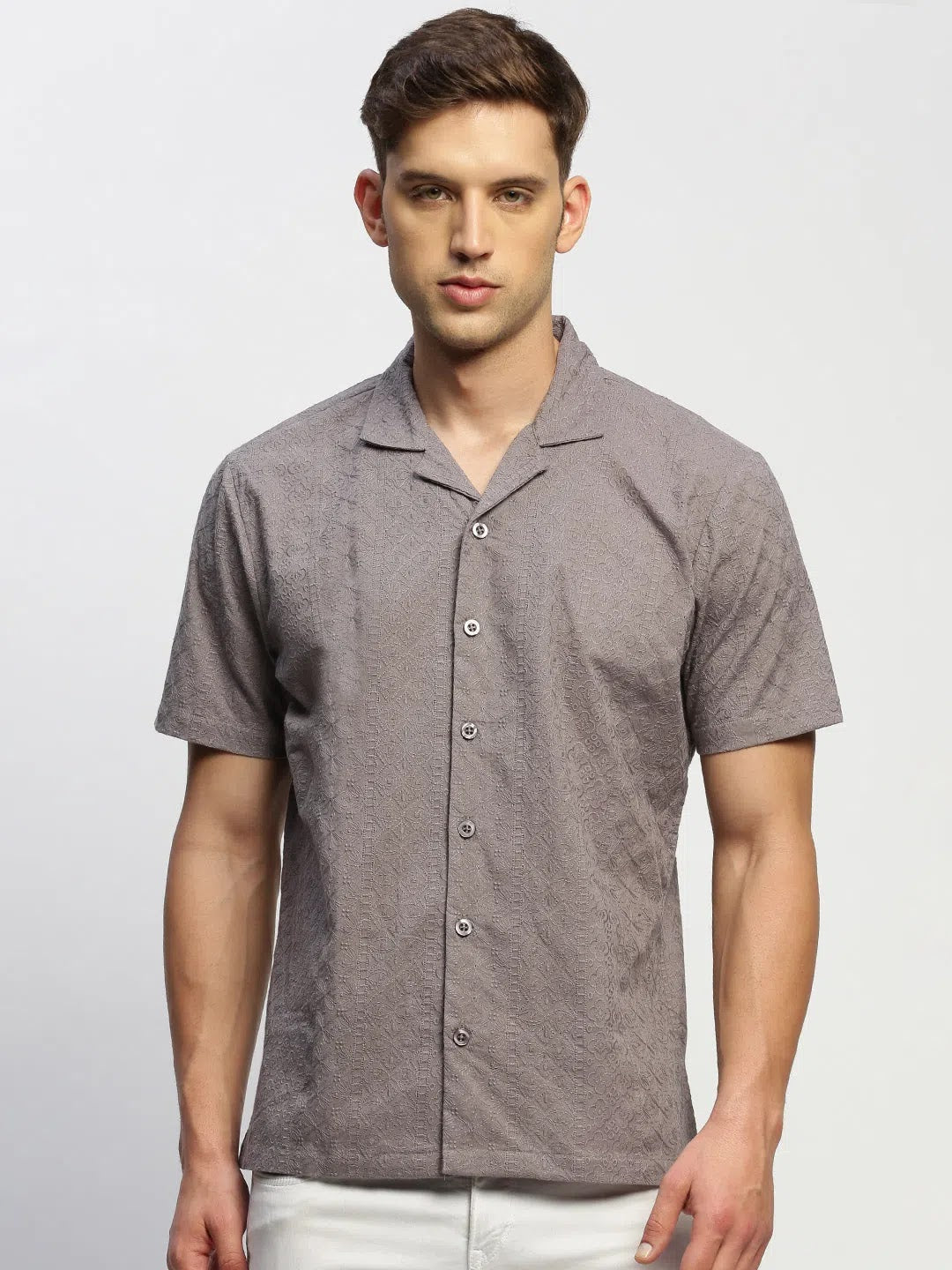 Men's Grey Printed Cotton Shirt - DesiQlo Printed Shirt