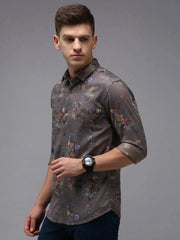 Men Grey Printed Casual Shirt-PARKERPRINT-1543-Grey