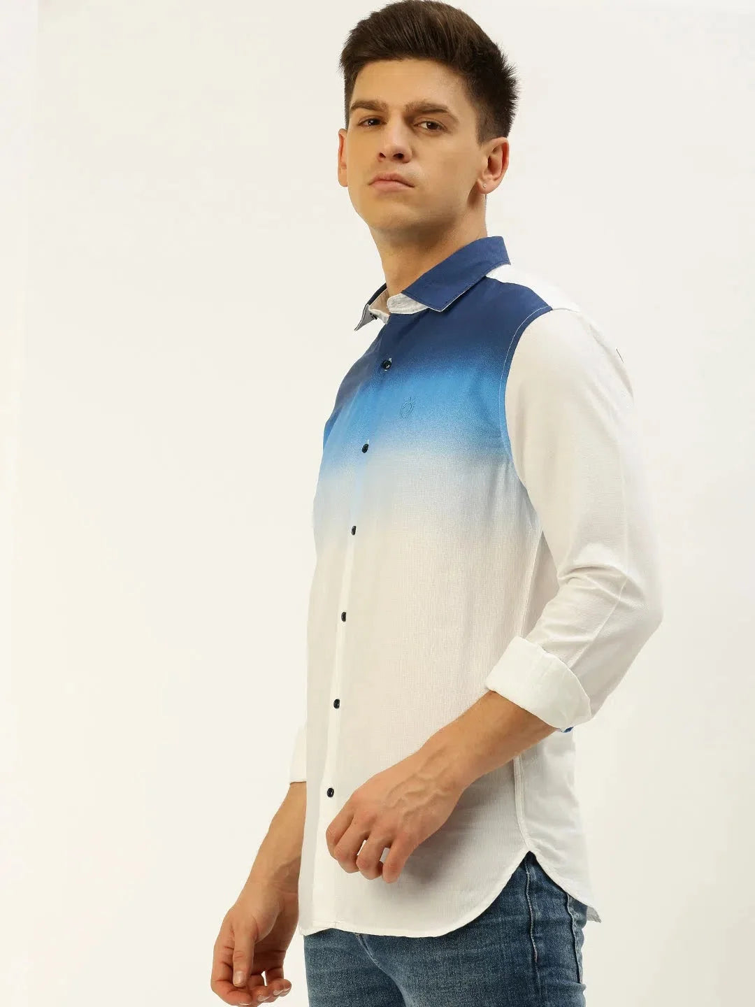 Men's White Printed Cotton Shirt | Casual Printed Shirts