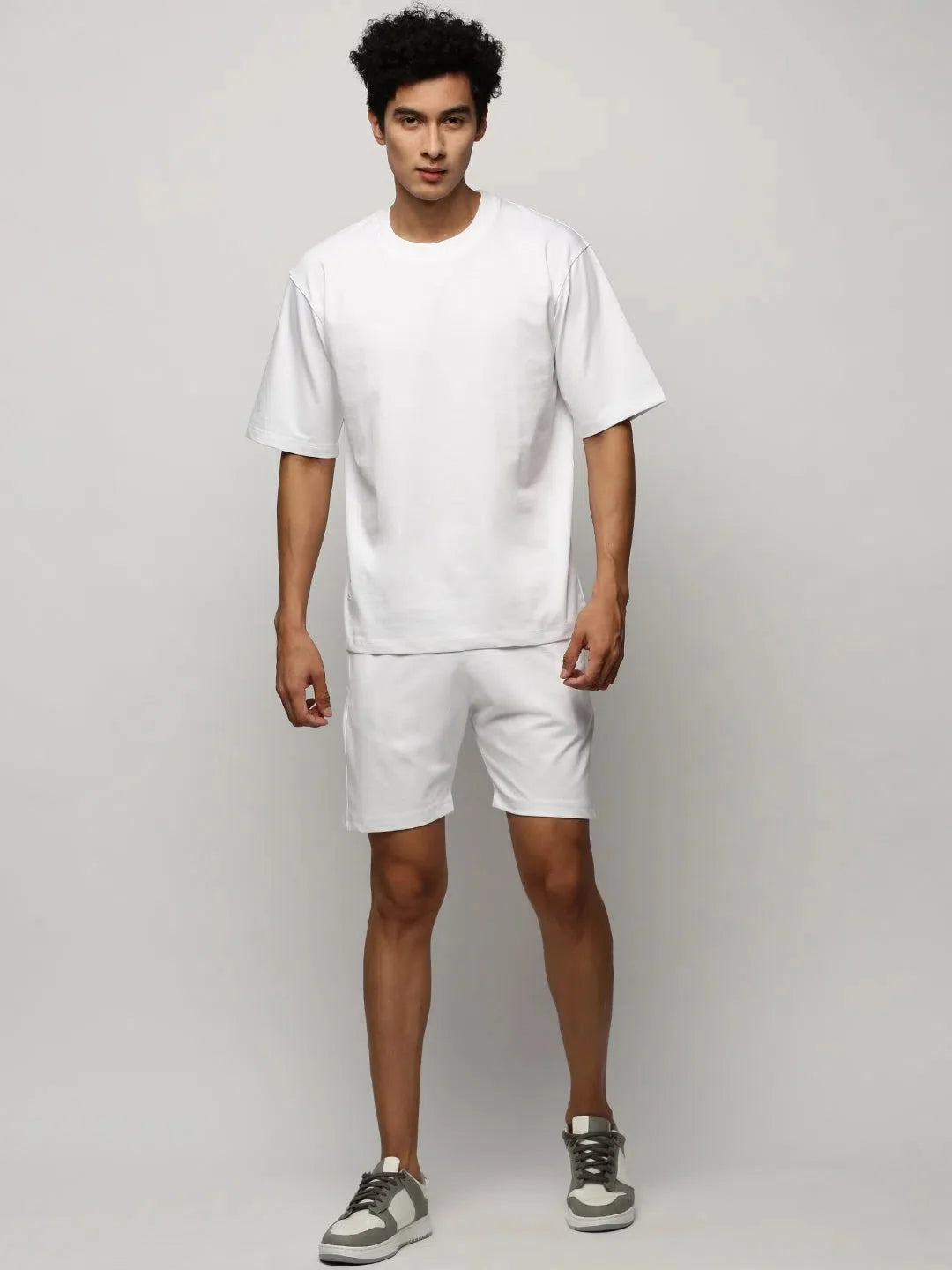 Men's White Solid Co ord Sets - Two Piece Sets for Men