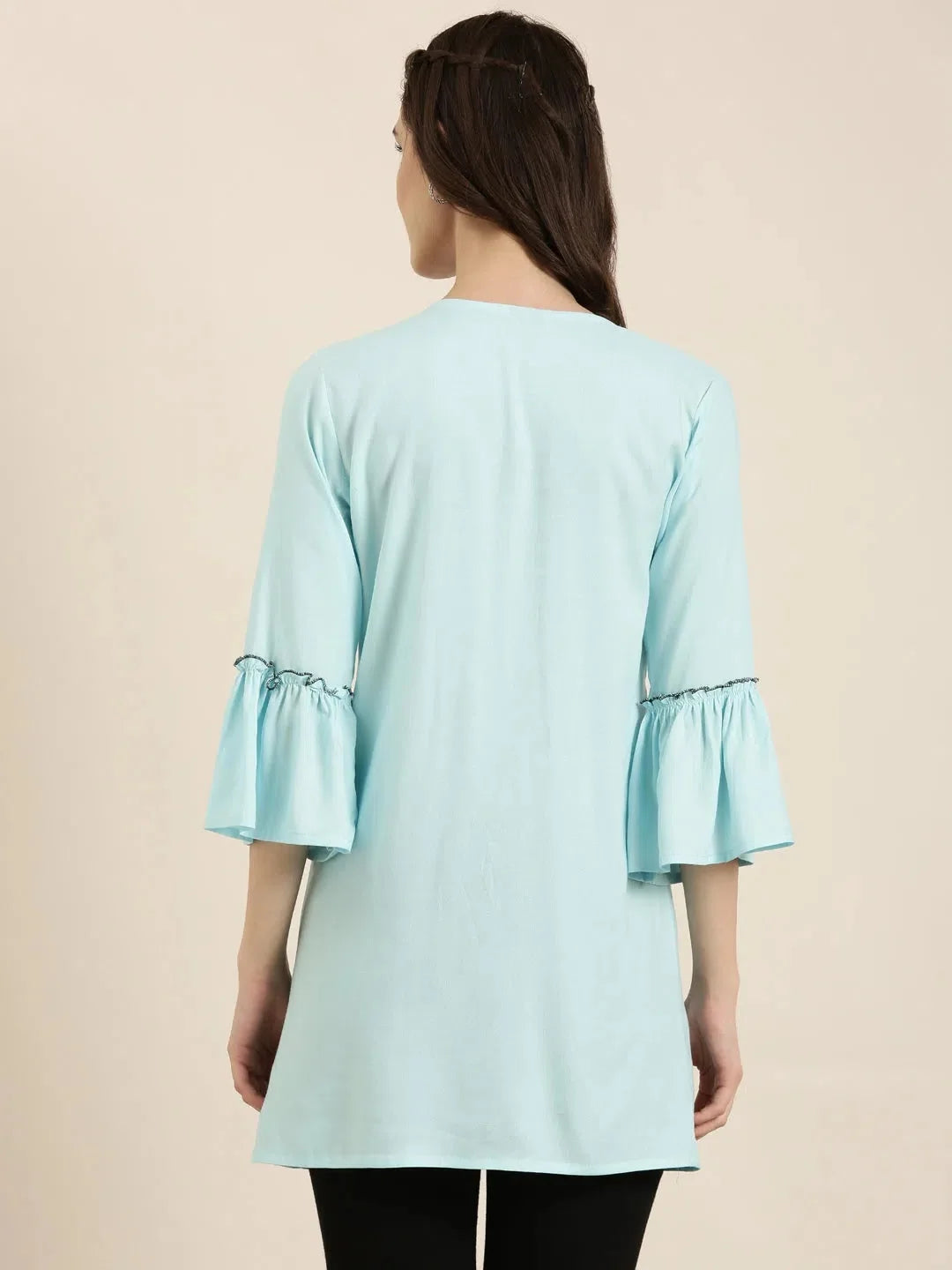 Blue Solid A-Line Kurti - Comfortable Indian Kurta for Ladies