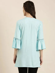 Women Blue Solid A-Line Kurti-NJ-3748226-Blue