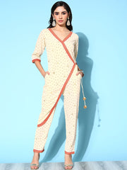 Off-white Crepe Printed Jumpsuit-AHJSCRPG-951-FF