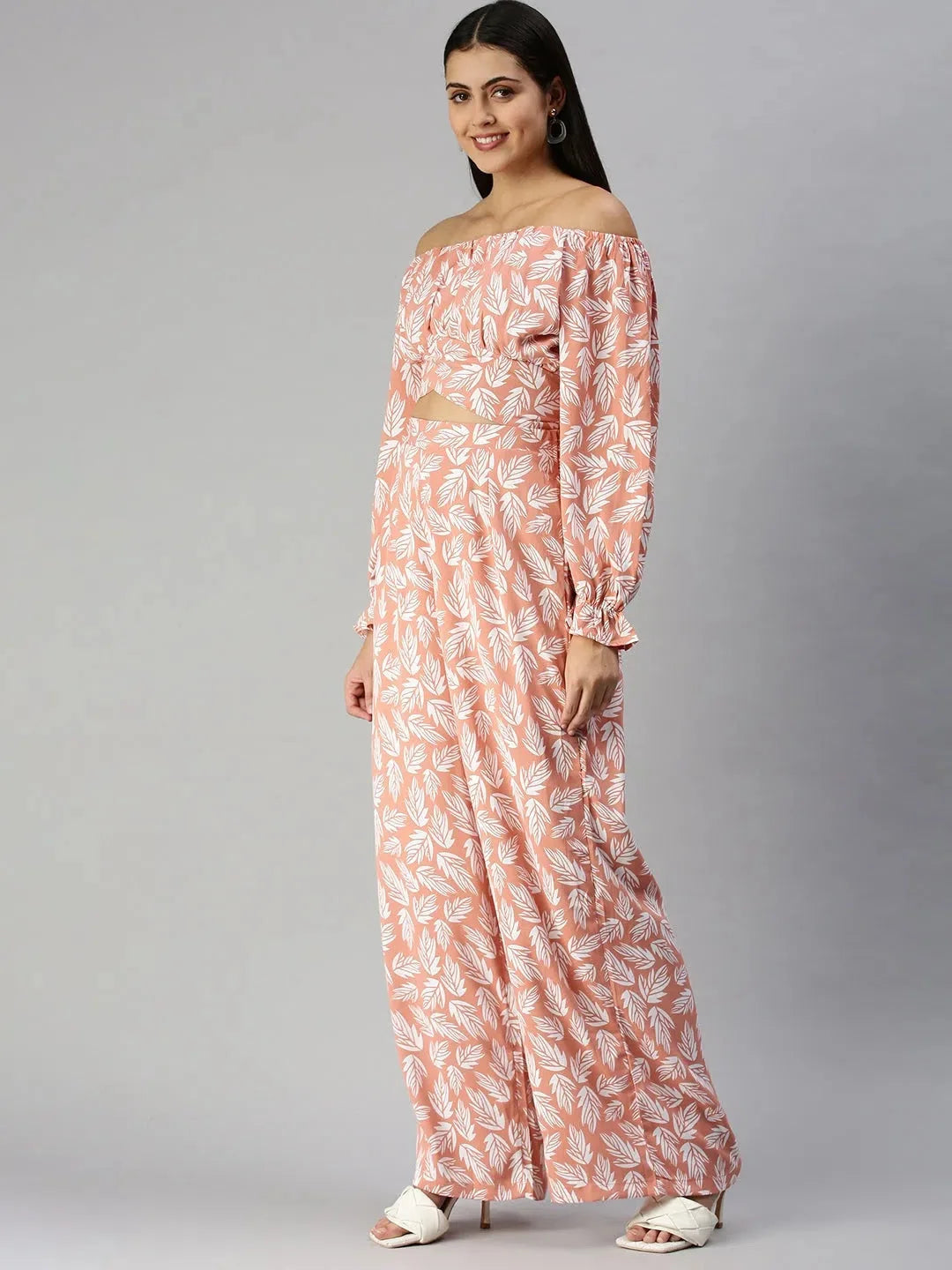 Peach Printed Co Ord Set for Women | Two Piece Sets Online