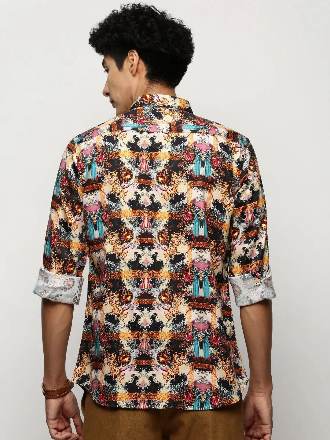 Black Printed Mens Shirt - Ethnic Cotton Shirt | DesiQlo