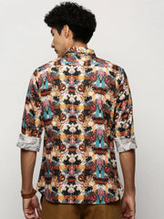 Men Black Printed Shirt-PRISM-M204-1613-Black