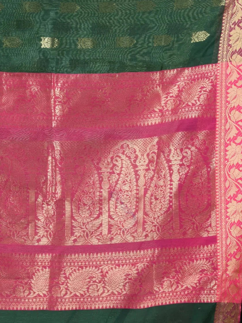 Green Tissue Cotton Saree | Designer Sarees India