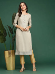 Women's Cream Printed Straight Kurta-NJ-3451419-Cream