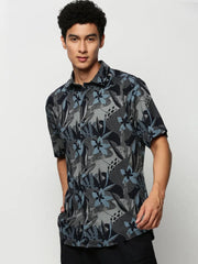 Men Navy Floral Casual Casual Shirts-GEORGE-1651-Navyblue