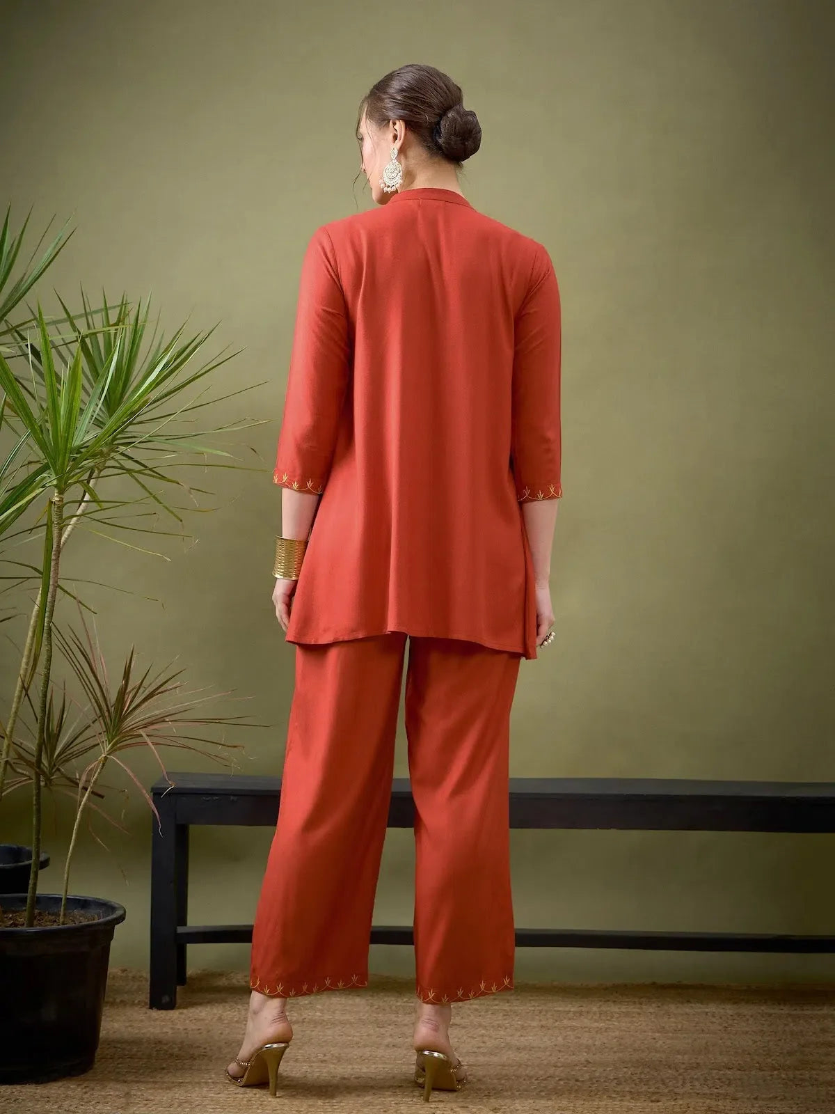 Rust Embroidered Suit Set: Indian Suits for Women | Ethnic Set