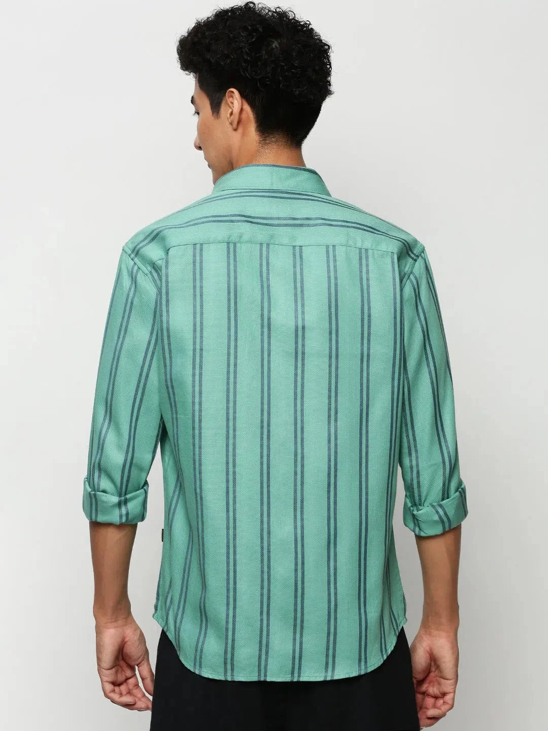 Green Striped Mens Shirt | DesiQlo Cotton Casual Shirts