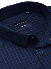 Men Navy Checked Casual Shirt-SOMNIUMCHECKS-2006-Navyblue