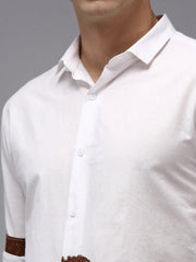 Men White Printed Casual Shirt-LARGEPRINT-1665-White