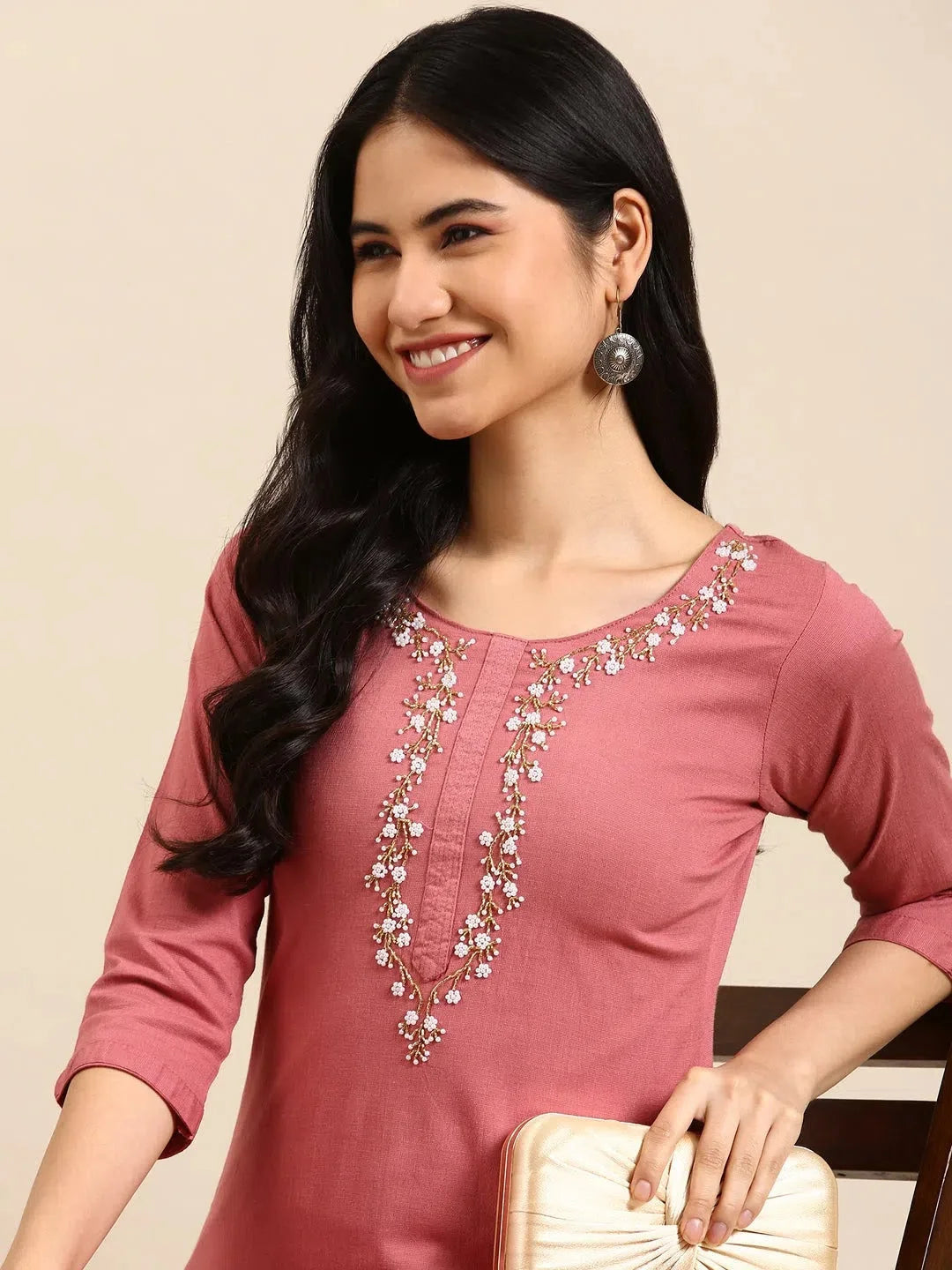 Women's Pink Solid Kurta SetKC-3310-Pink