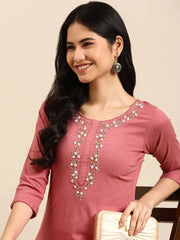 Women's Pink Solid Kurta SetKC-3310-Pink