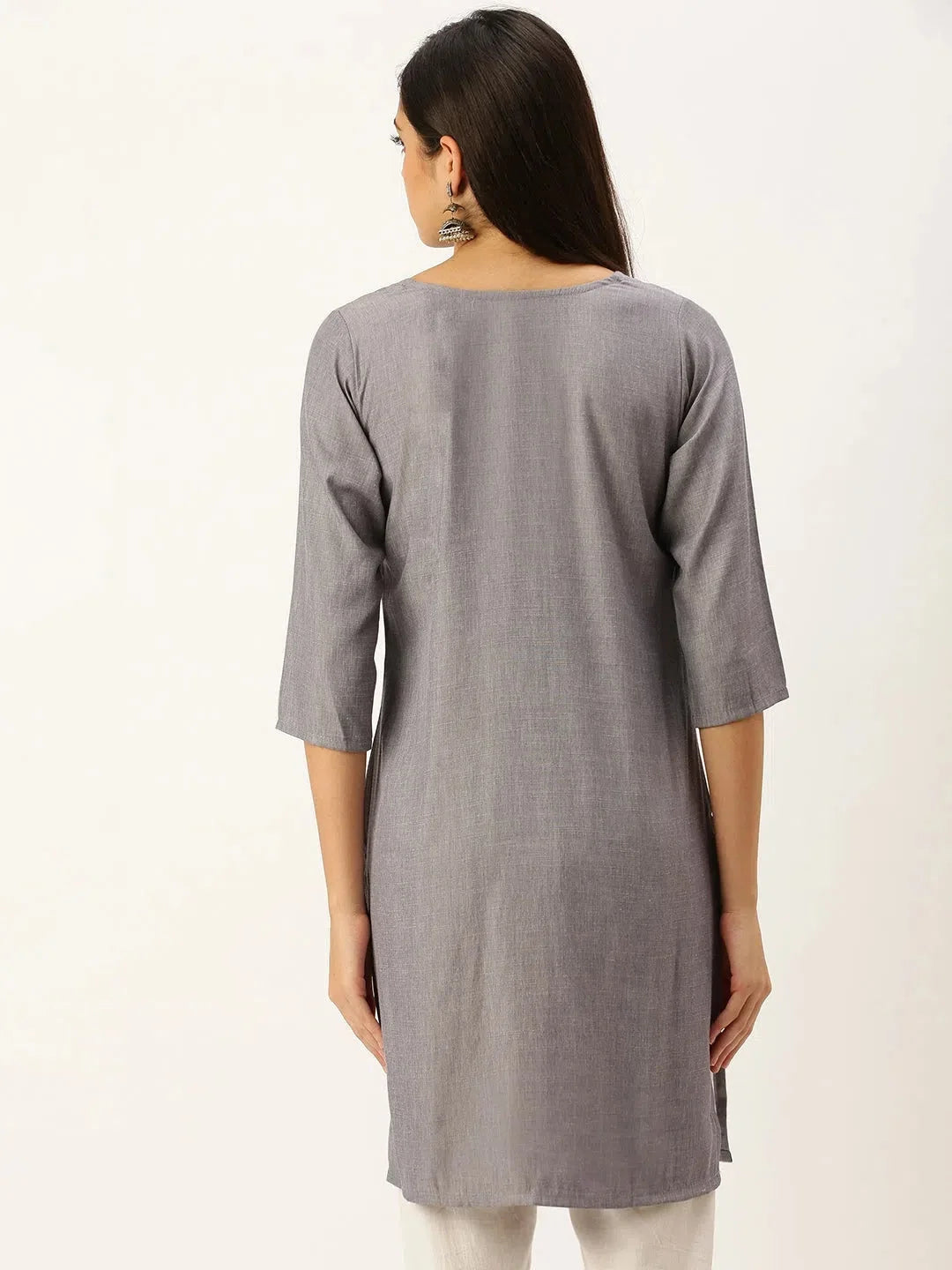 Grey Embellished Kurta: Elegant Indian Kurtas for Ladies