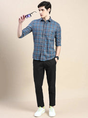 Men Grey Checked Casual Shirt-ALBACHECKS-74-Grey