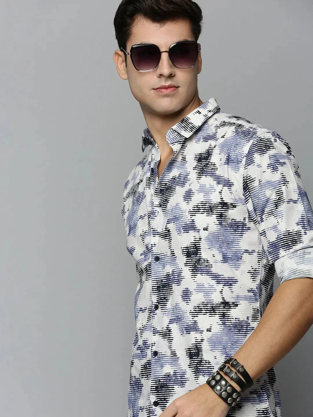 Premium White Printed Mens Shirt - Cotton Casual Shirt | DesiQlo