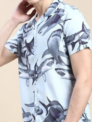 Men Grey Printed Casual Co ord Set-MARSHALL-1858-Grey