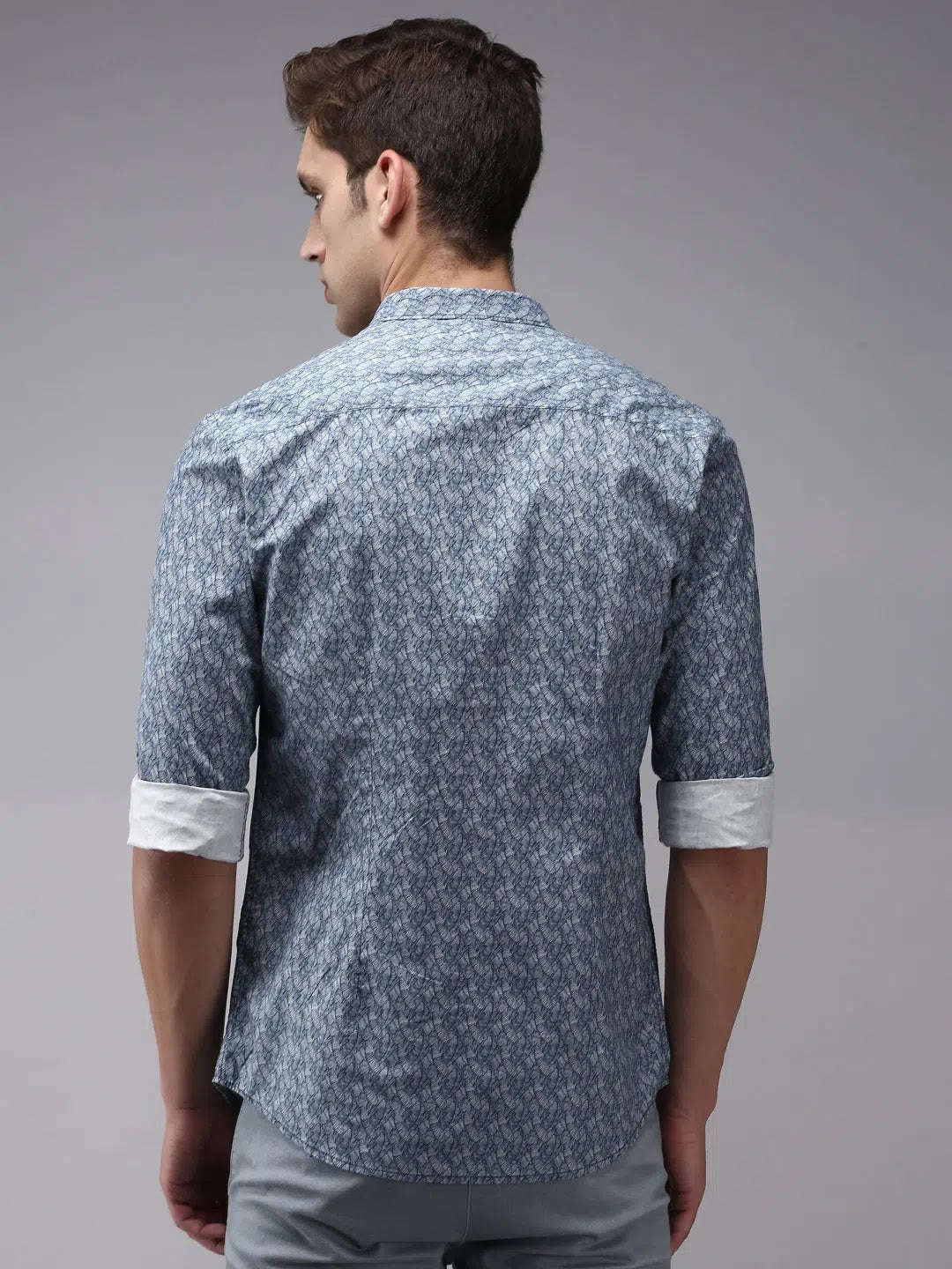 Blue Printed Cotton Mens Shirt | Modern Casual Style