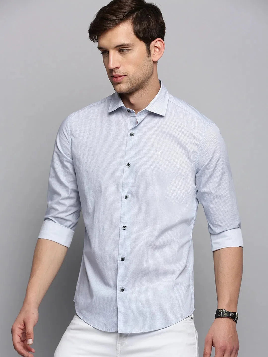 Men's White Printed Shirt - Casual Cotton Printed Shirt