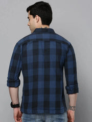 Men Blue Checked Casual Shirt-RUGGEDCHECKS-4177-Blue