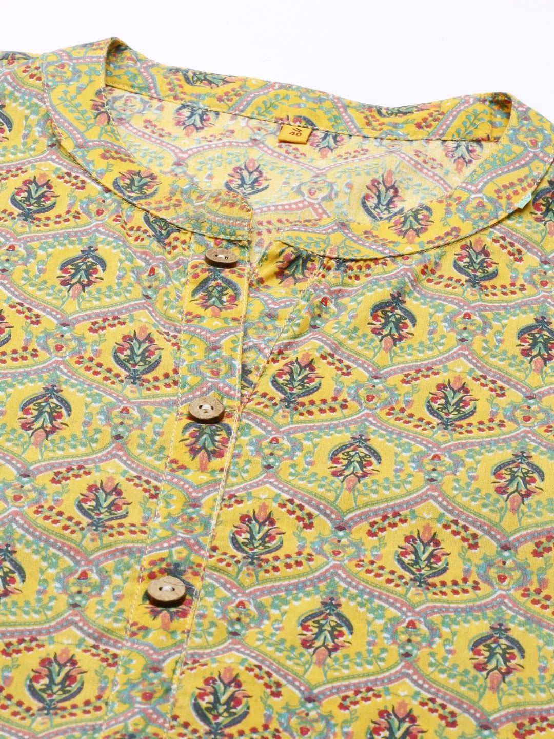 Yellow Printed Cotton Indian Kurtis | DesiQlo Women's Fashion