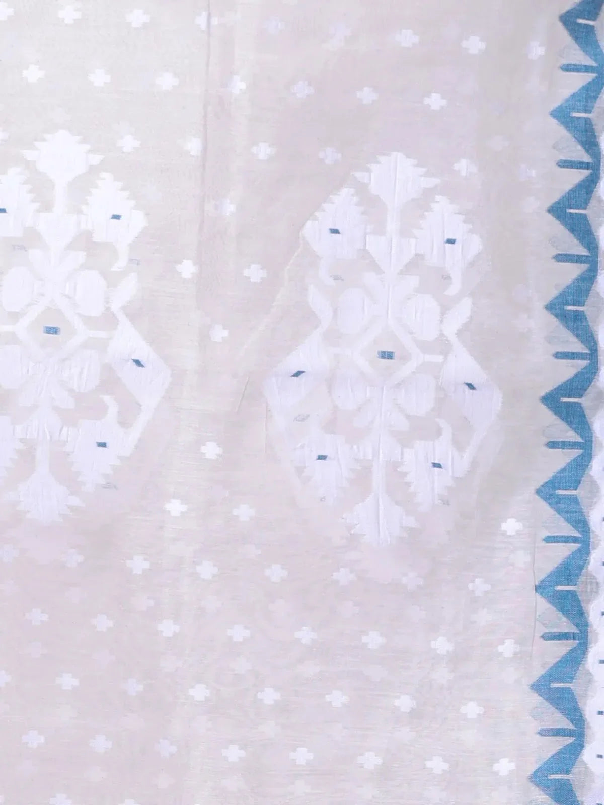 Off White Cotton Jamdani Saree | Designer Sarees India