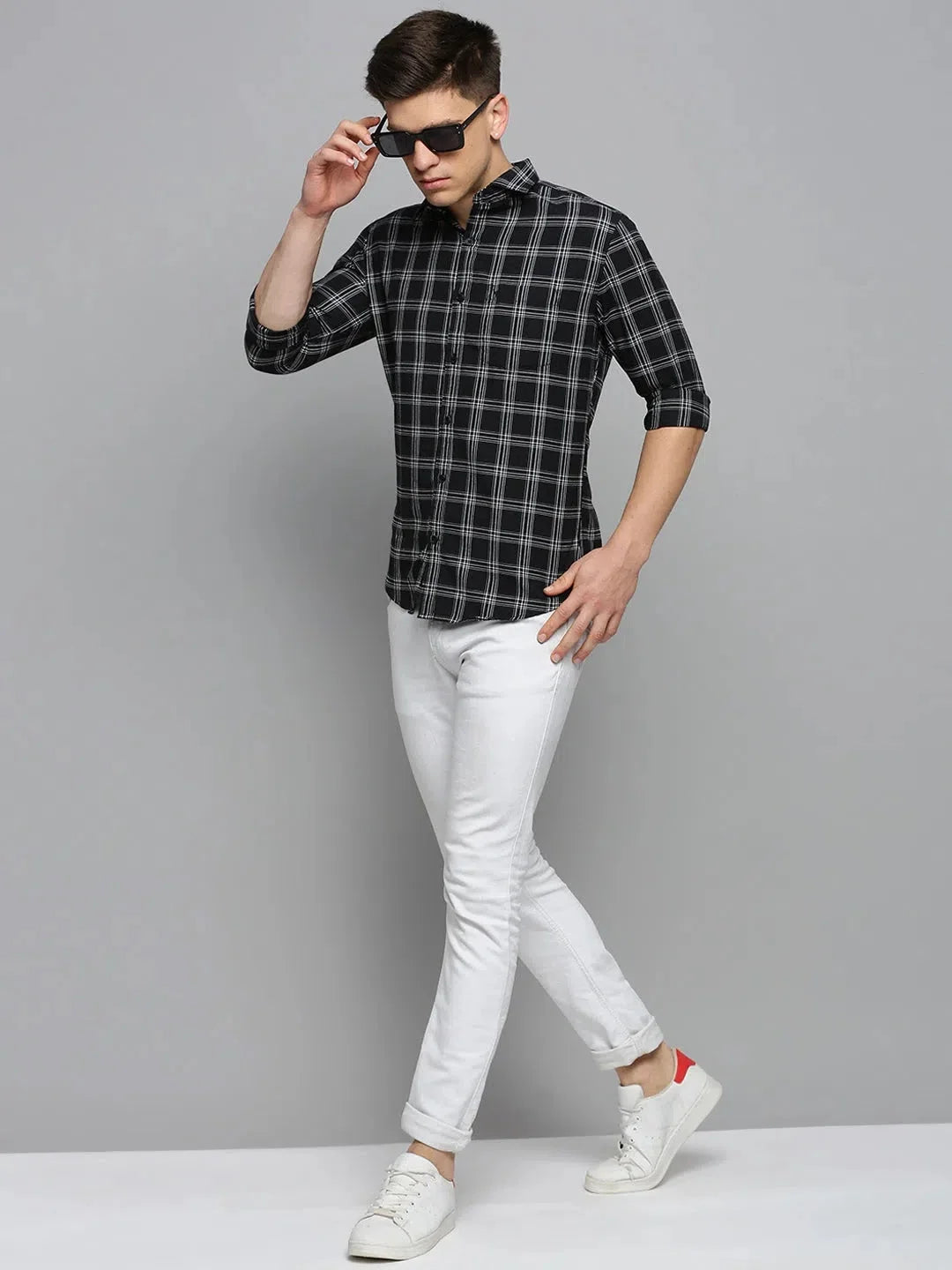 Black Checked Mens Shirt | Cotton Casual Shirts DesiQlo