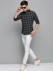 Men Black Checked Casual Shirt-DALTONCHECKS-4099-Black