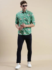 Men Green Floral Casual Shirt-STANLEY-1441-Green