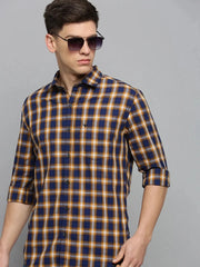 Men Navy Checked Casual Shirt-DALTONCHECKS-4088-Navyblue