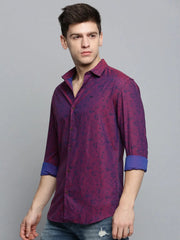Men Purple Printed Casual Shirt-COLMPRINT-3097-Magenta
