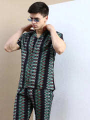 Men Black Printed Casual Co ord Set-BLACKBERRY-1689-Black