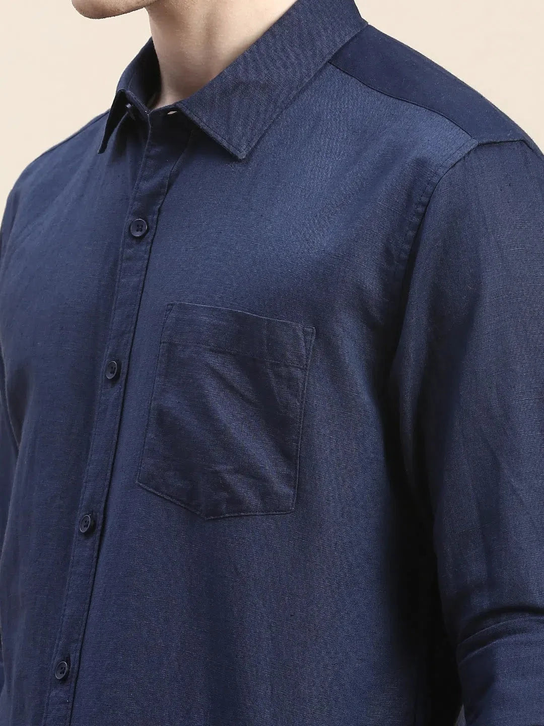 Stylish Navy Solid Mens Shirt - Cotton Casual Shirt | DesiQlo