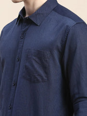 Men Navy Solid Casual Shirt-SWALLOW-1769-Navyblue