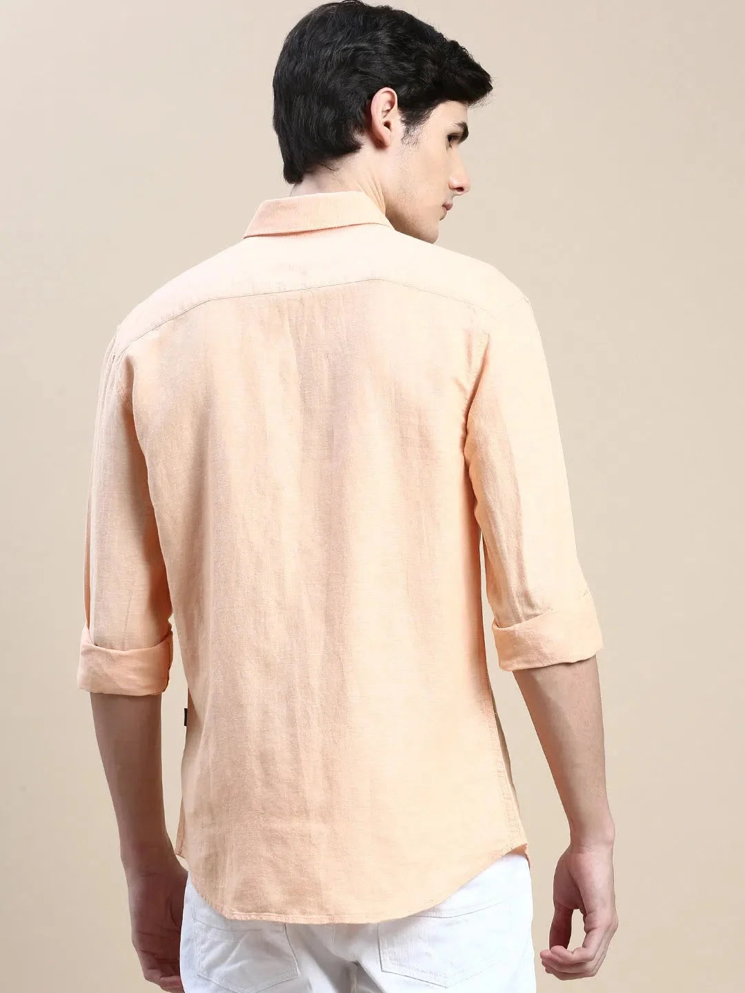 Mens Orange Solid Shirt - Cotton Casual Shirt | DesiQlo