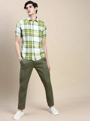 Men Green Checked Casual Shirt-WILLACHECKS-96-Green