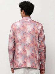 Men Mauve Printed Casual Blazers-SOBLZ-083-6-Mauve