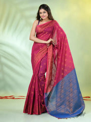 Purple Cotton Saree With Zari Borders-MA64BCT401190042