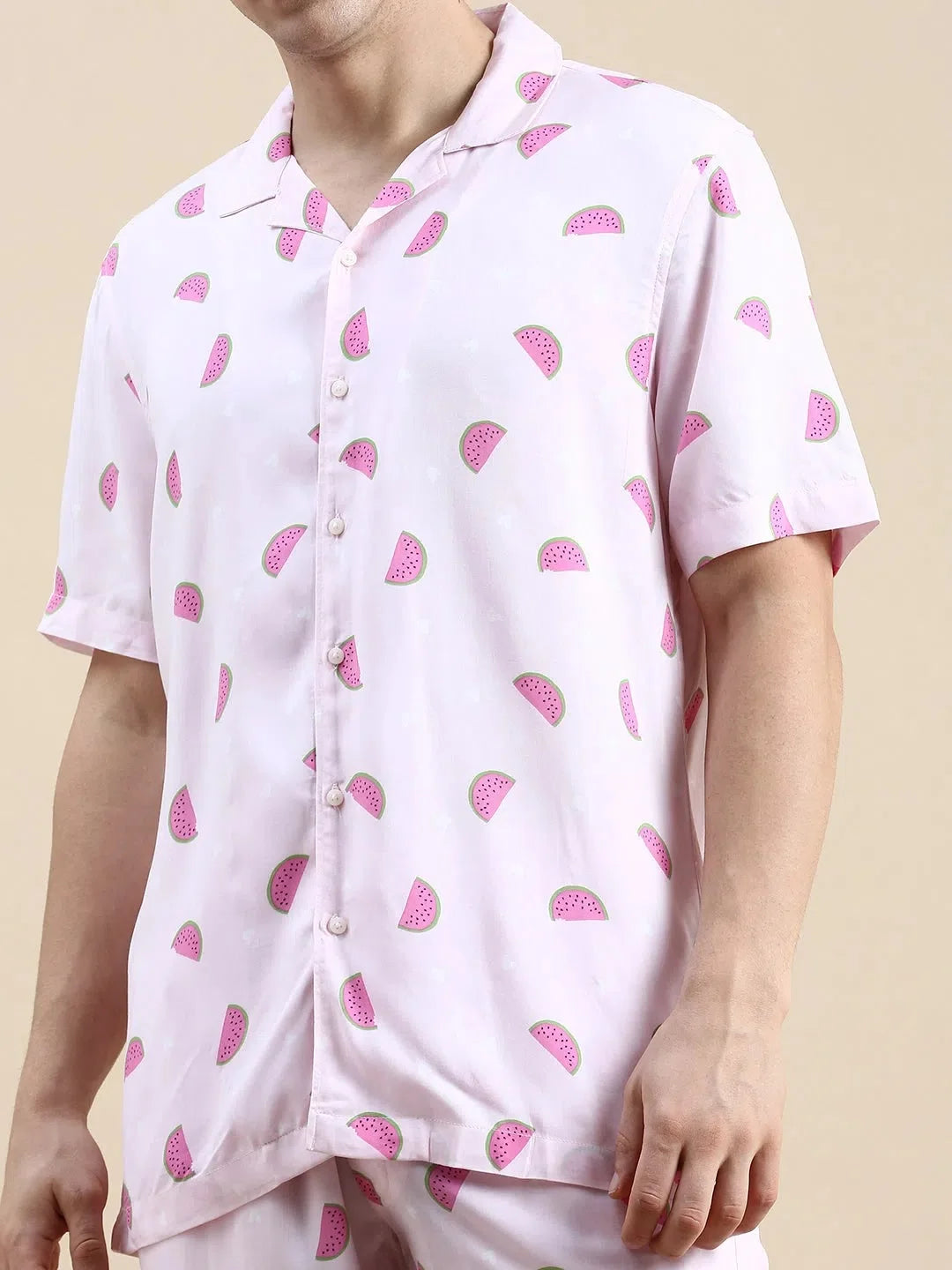 Pink Printed Mens Two Piece Sets | Casual Co ord Sets for Men