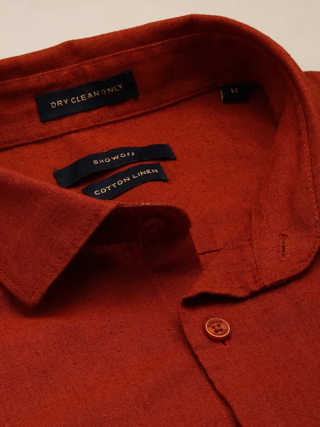 Men's Rust Formal Shirt | Solid Cotton Blend