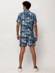 Men Blue Printed Casual Co ords-AM-98-7-Blue