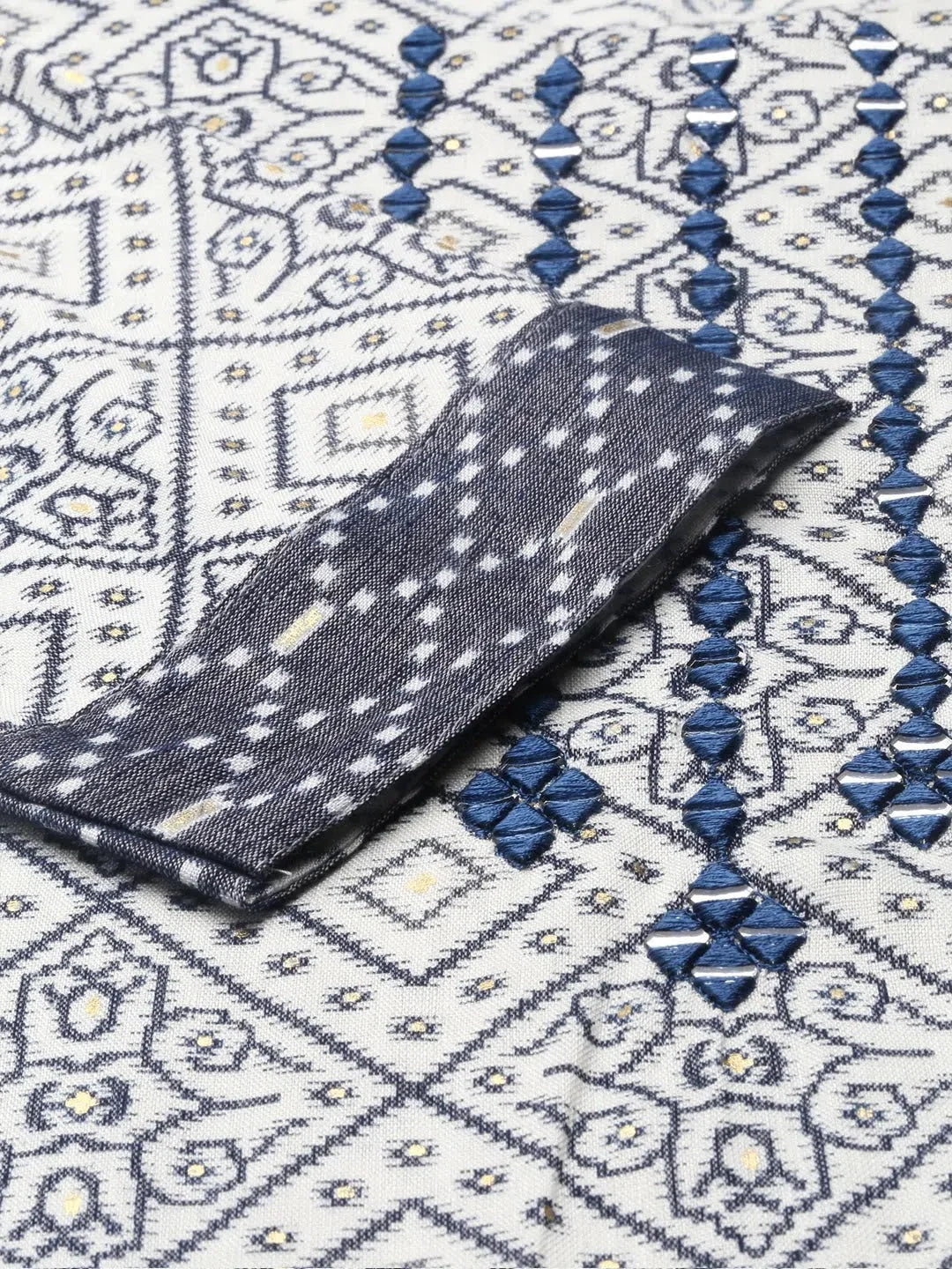 Off White Ethnic Print Cotton Indian Kurta Sets | Showoff