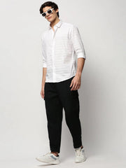 Men White Striped Casual Casual Shirts-TAROSTRIPE-607-White