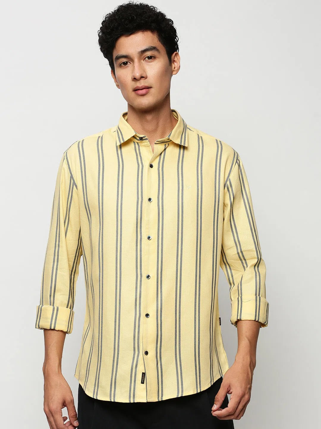 Yellow Striped Mens Shirt - Casual Cotton Shirts | DesiQlo